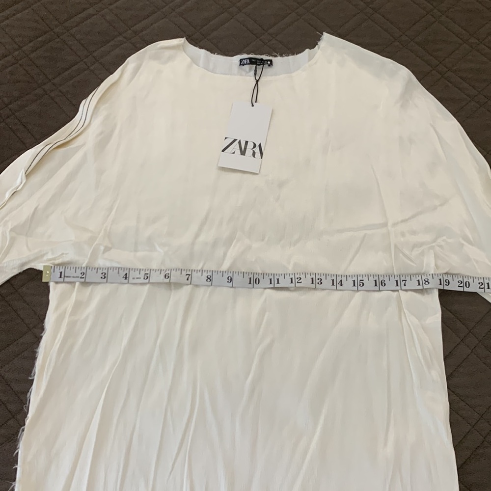 Zara NWT Satin Effect Topstitched Top - Picture 10 of 17